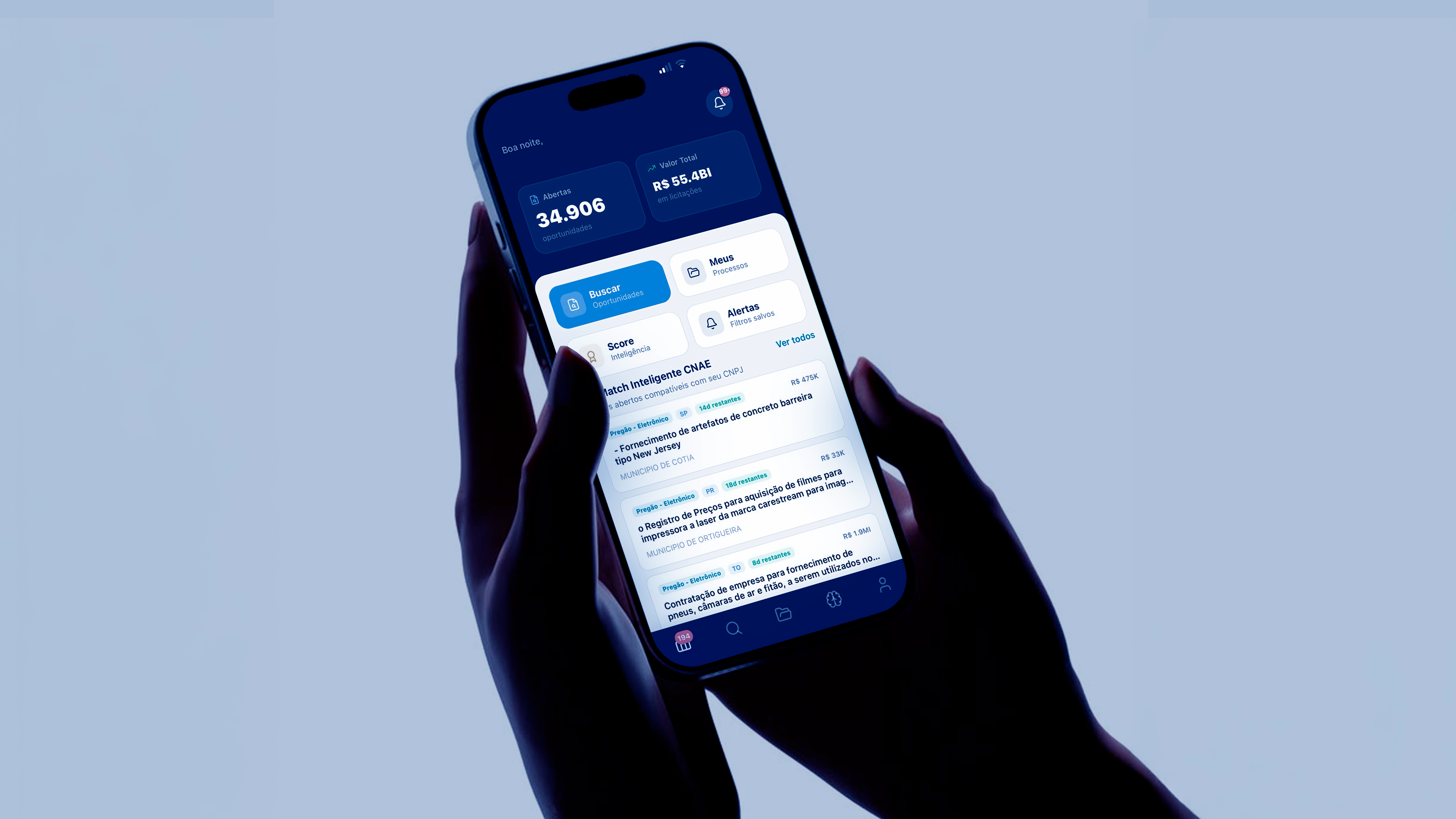 App delle opportunità LiciNexus su smartphone